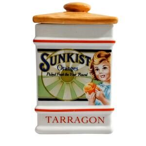VTG The Country Store Spice Jar Tarragon With Lid Sunkist Oranges 1991